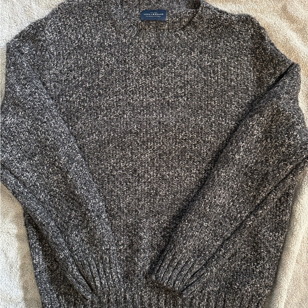 Lucky Brand Men's Heather Charcoal Crewneck Sweater